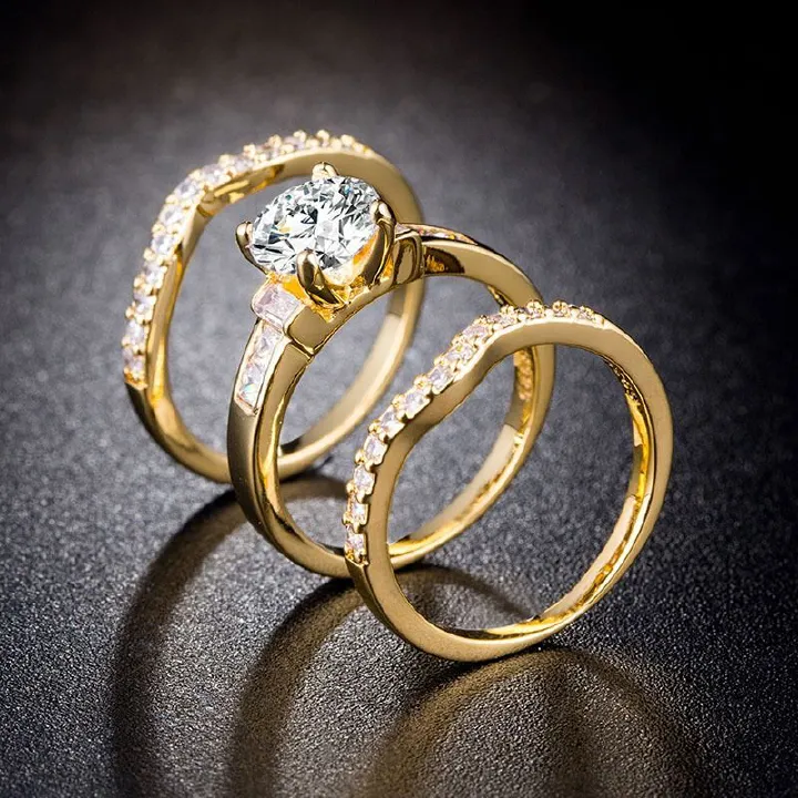 Luxury Fashion Women Zircon Jewelry Rings Female Diamond Bridal Engagement Wedding Ladies Trendy Finger Ring
