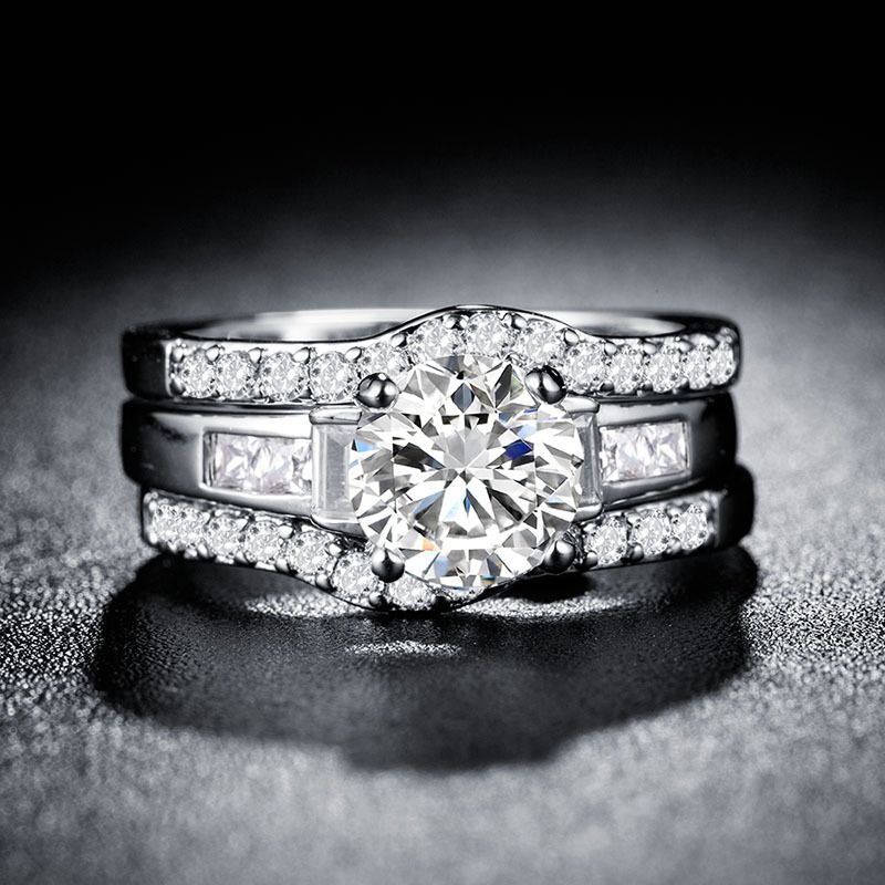 Luxury Fashion Women Zircon Jewelry Rings Female Diamond Bridal Engagement Wedding Ladies Trendy Finger Ring