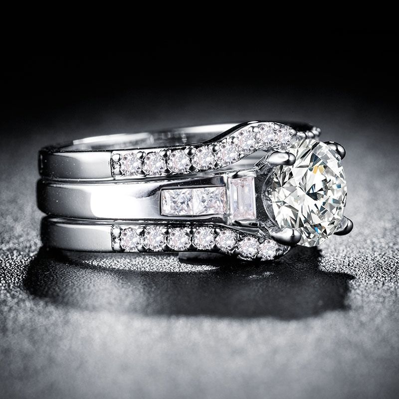 Luxury Fashion Women Zircon Jewelry Rings Female Diamond Bridal Engagement Wedding Ladies Trendy Finger Ring