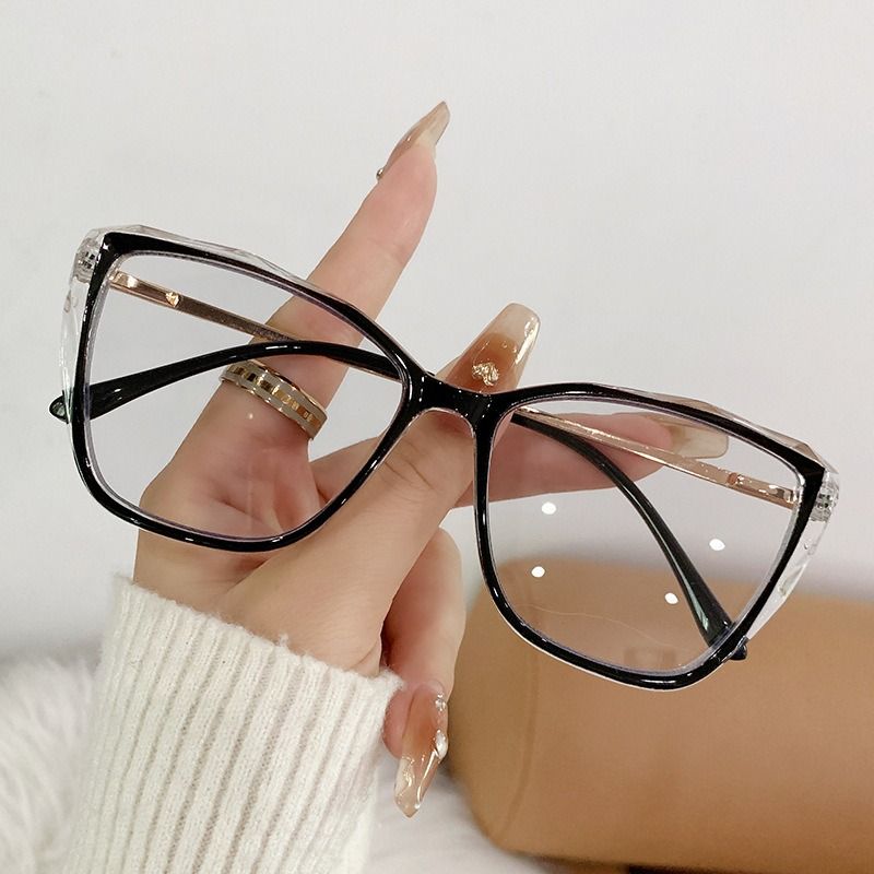 1pc Red Photochromic Blue Light Blocking Glasses - Stylish Cat-Eye Frames with Clear Lenses, Protects Eyes from Digital Strain & Sunlight, Includes Case, Eye Protection