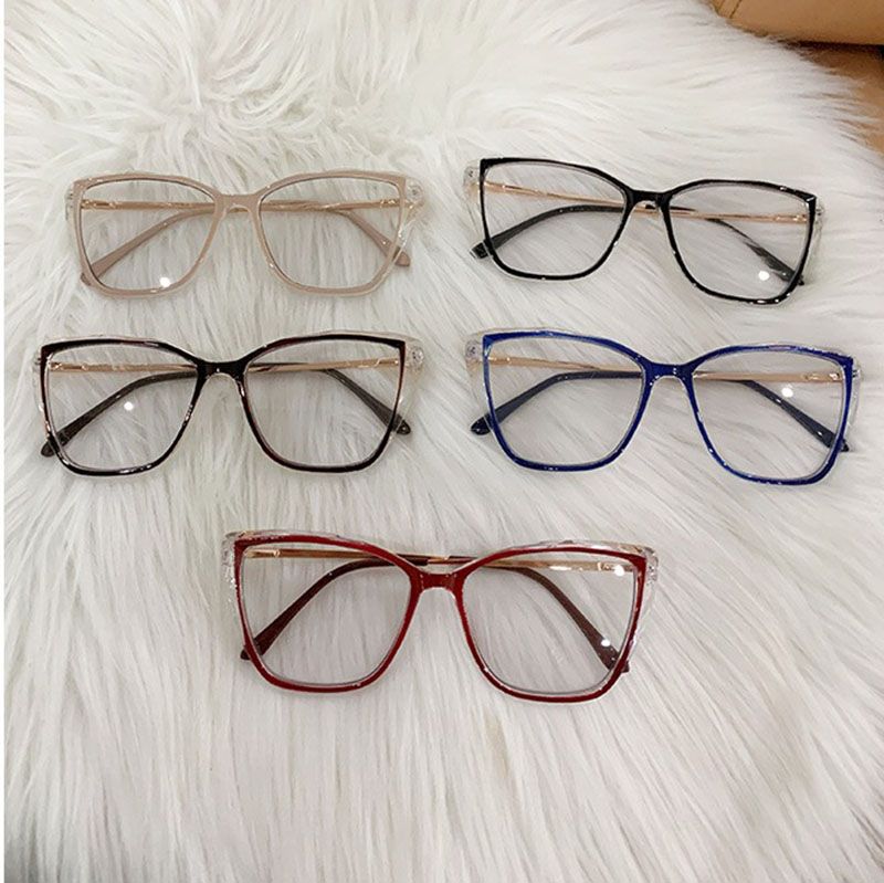 1pc Red Photochromic Blue Light Blocking Glasses - Stylish Cat-Eye Frames with Clear Lenses, Protects Eyes from Digital Strain & Sunlight, Includes Case, Eye Protection