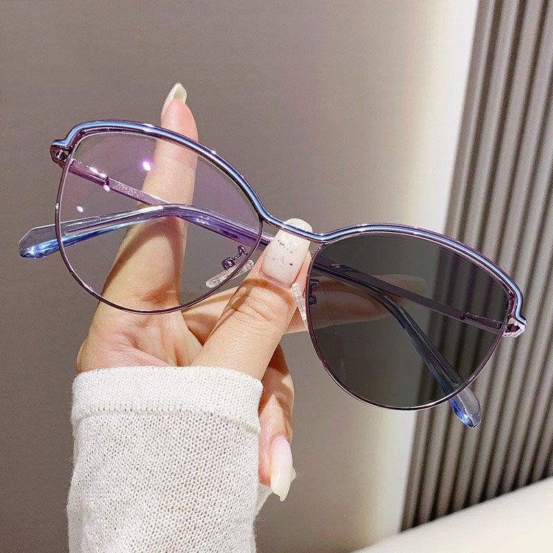 Women Glasses Optical Metal Cateye Photochromic Anti Reflet Female Ladies Eyeglasses