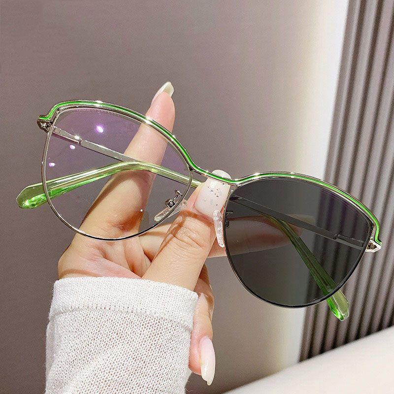 Women Glasses Optical Metal Cateye Photochromic Anti Reflet Female Ladies Eyeglasses
