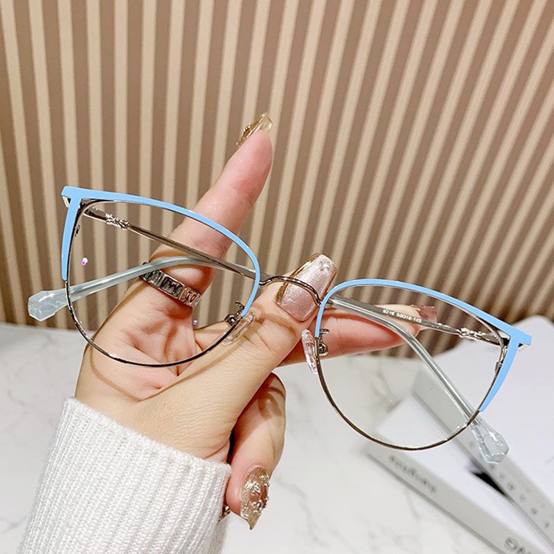 Large Frame Computer Eye Photochromic Eyeglasses Metal Optical Frame Myopia Optical Glasses Changing Lenses Anti Blue Glasses