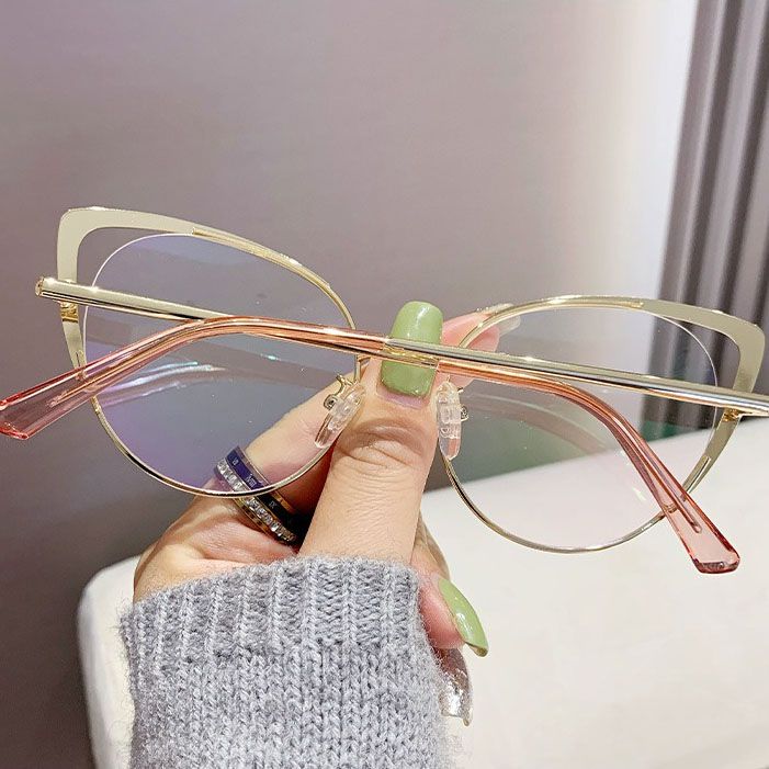 Anti Blue Light Cat Eye Glasses Fashionable Metal Optical Computer Glasses Frame Photochromic Glasses