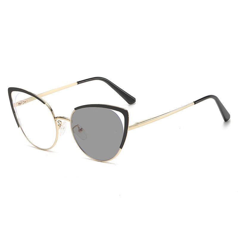 Anti Blue Light Cat Eye Glasses Fashionable Metal Optical Computer Glasses Frame Photochromic Glasses