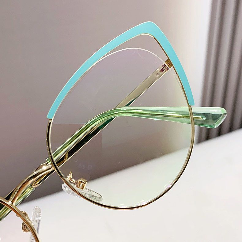 Anti Blue Light Cat Eye Glasses Fashionable Metal Optical Computer Glasses Frame Photochromic Glasses