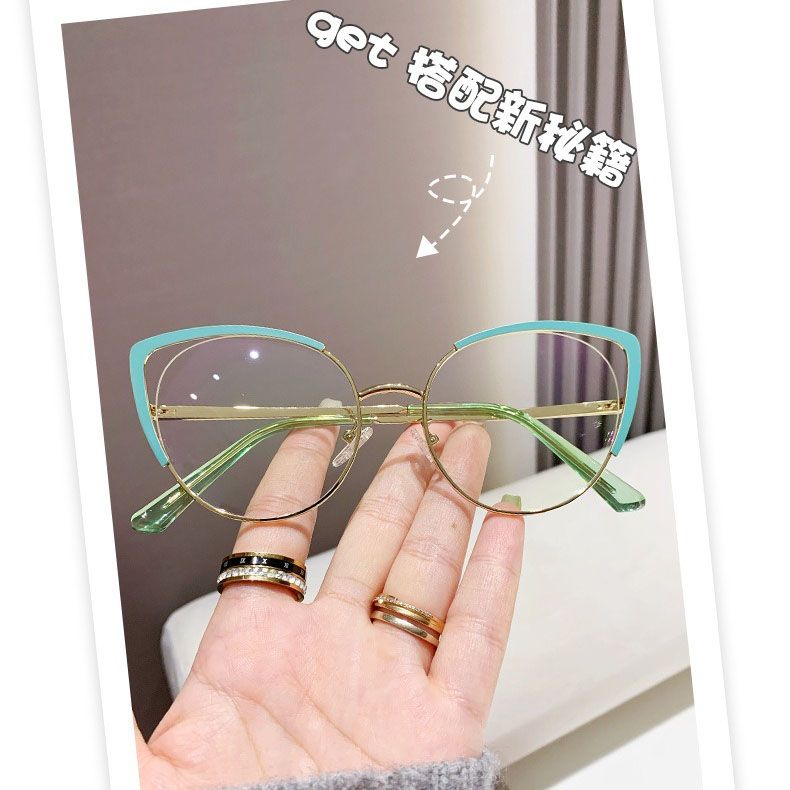Anti Blue Light Cat Eye Glasses Fashionable Metal Optical Computer Glasses Frame Photochromic Glasses