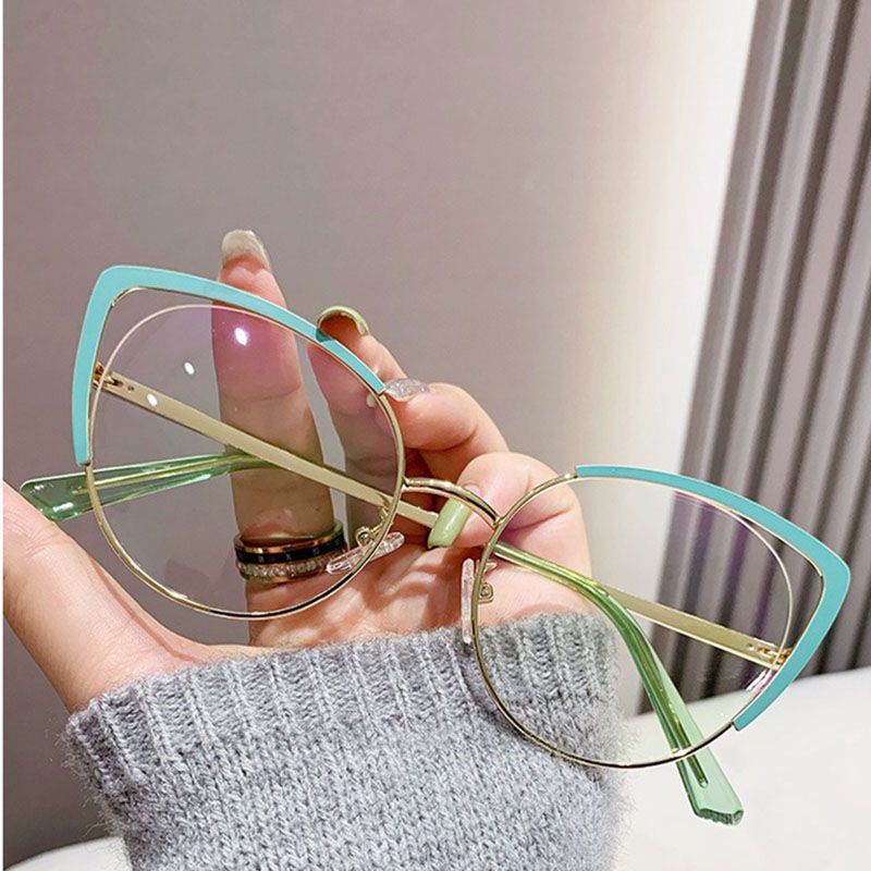 Anti Blue Light Cat Eye Glasses Fashionable Metal Optical Computer Glasses Frame Photochromic Glasses