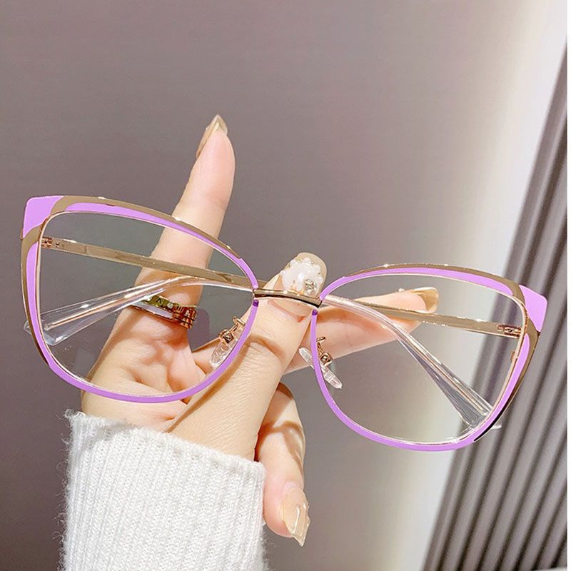 New Fashion Trendy Anti-Blue Light Cat-Eye Eyeglasses Cross-Border Popular Versatile Flat Glasses for European American Street Photochromic Eyewear