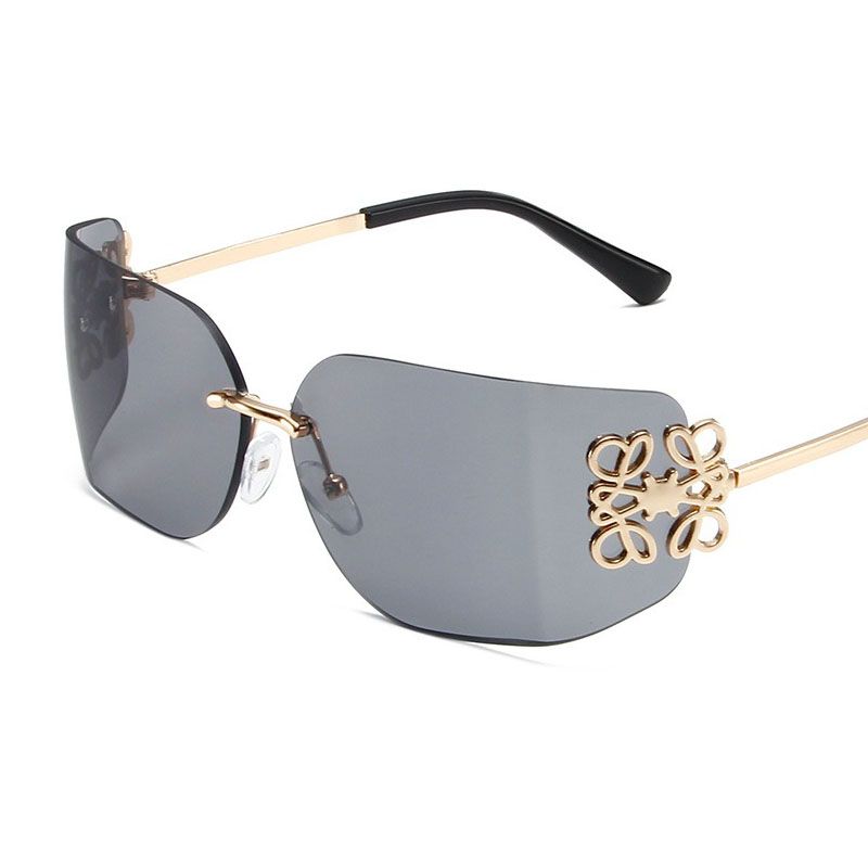 Hot New Blue Metal Frame Retro Sunglasses for Women Senior Fashion Sunscreen Glasses With UV400 Lenses
