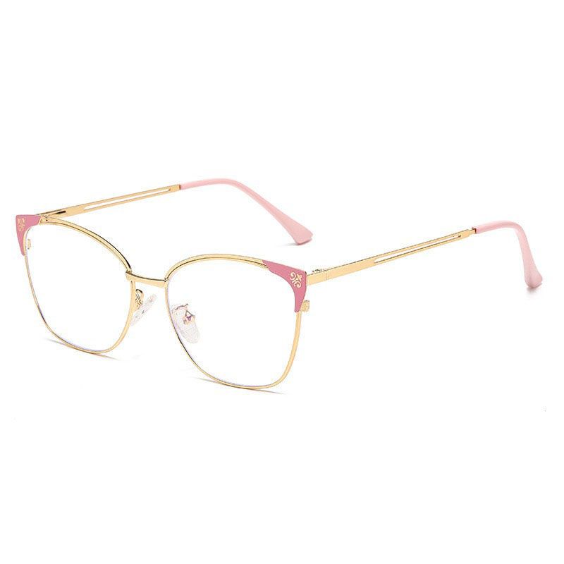 New Fashion Woman Metal Square Anti Blue Light Glasses Photochromic Eyeglasses Frames for All Face Photogray Outdoor
