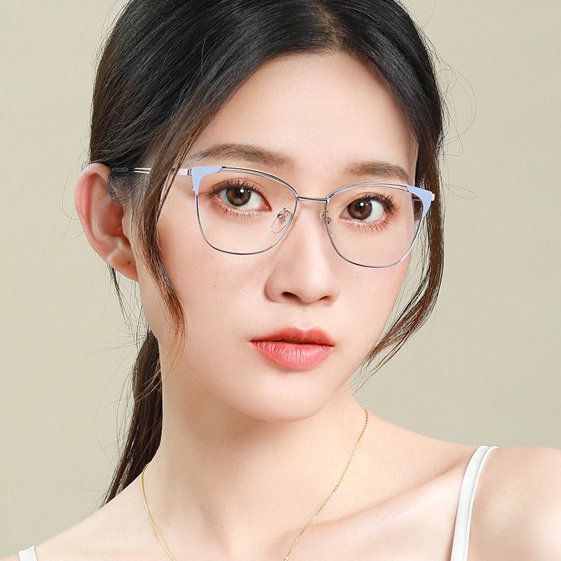 New Metal Photochromic Cat Eye Square Anti Blue Light Glasses Optical Frames Computer Eyeglasses Eyewear Spectacles