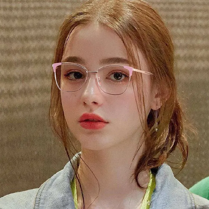 New Metal Photochromic Cat Eye Square Anti Blue Light Glasses Optical Frames Computer Eyeglasses Eyewear Spectacles