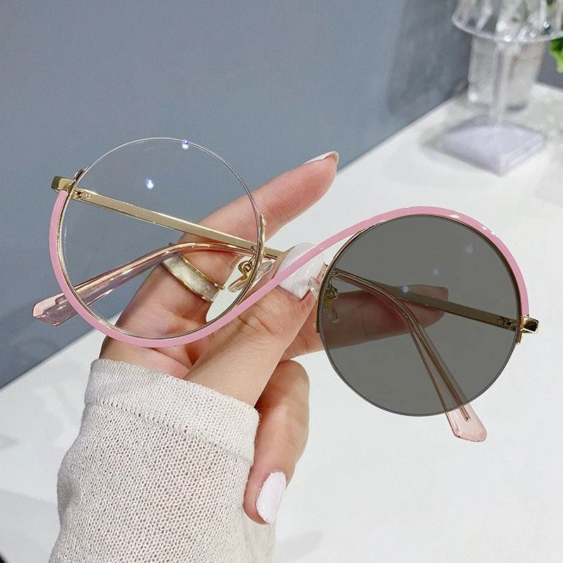 2025 New Design Metal Round Women Photochromic Glasses Anti Blue Light Optical Frame Blue Light Blocking Eyeglasses Frames Mens