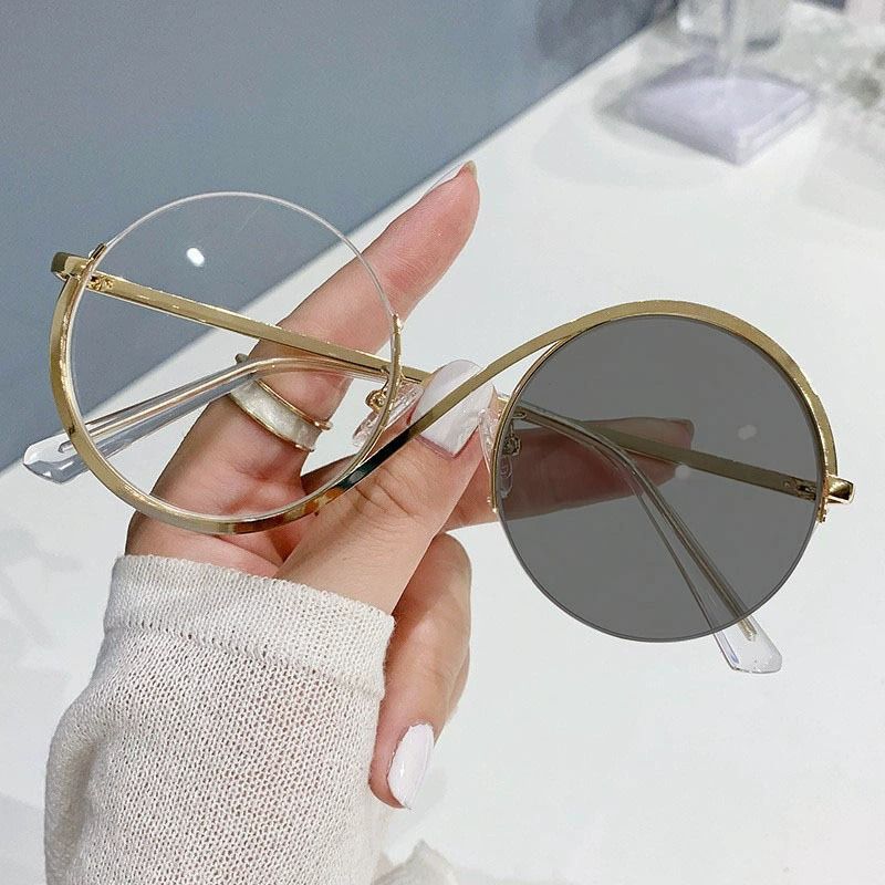 2025 New Design Metal Round Women Photochromic Glasses Anti Blue Light Optical Frame Blue Light Blocking Eyeglasses Frames Mens