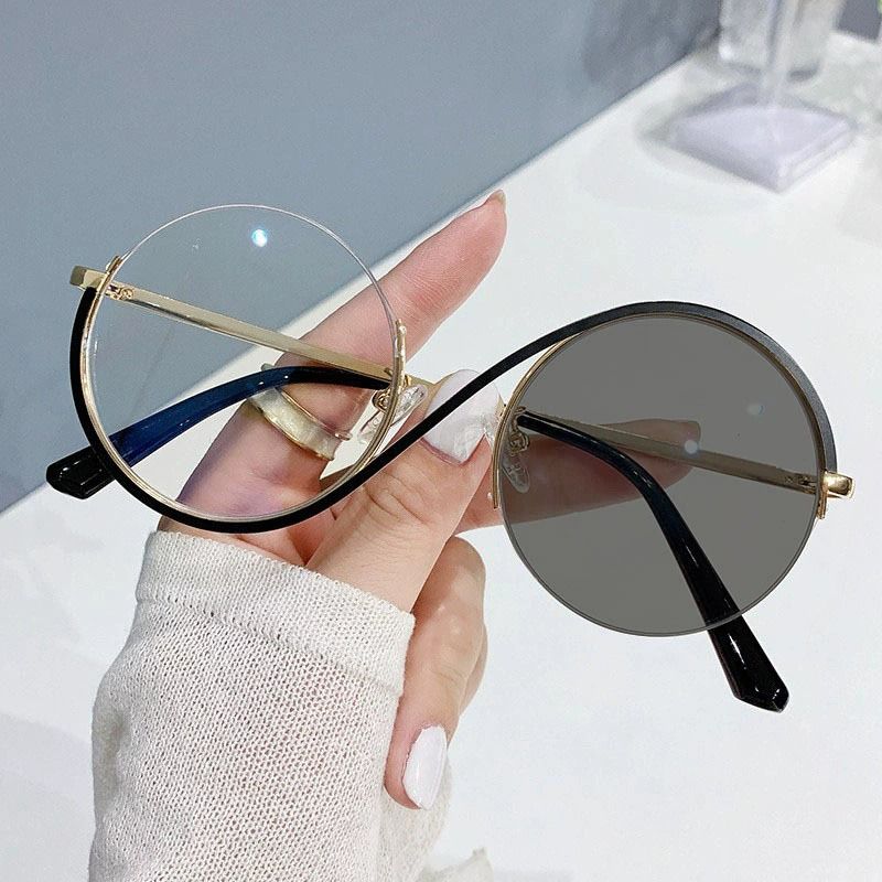 2025 New Design Metal Round Women Photochromic Glasses Anti Blue Light Optical Frame Blue Light Blocking Eyeglasses Frames Mens