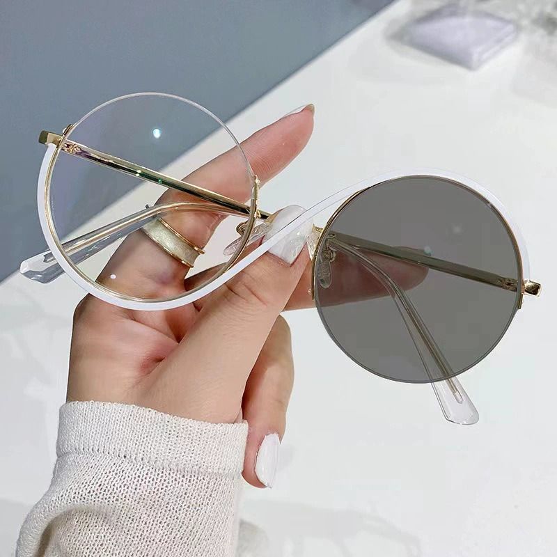 2025 New Design Metal Round Women Photochromic Glasses Anti Blue Light Optical Frame Blue Light Blocking Eyeglasses Frames Mens