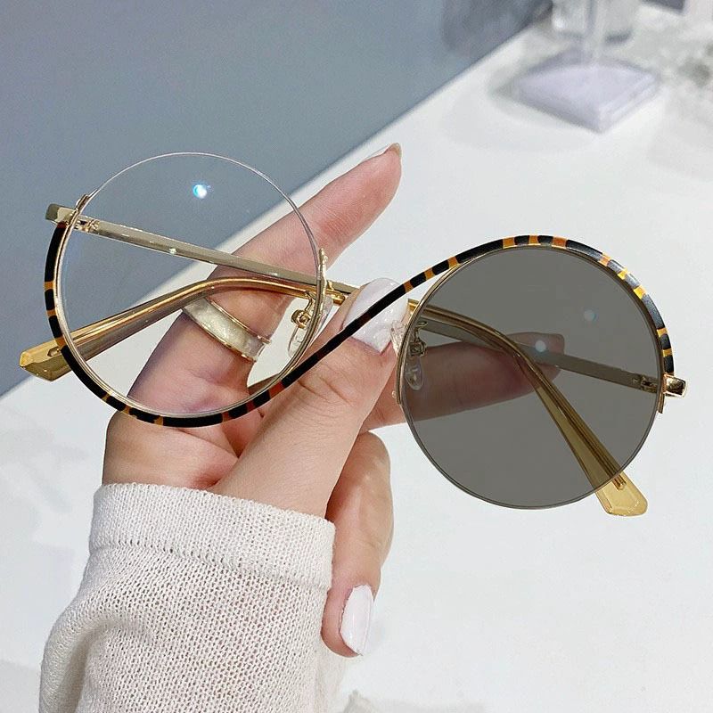 2025 New Design Metal Round Women Photochromic Glasses Anti Blue Light Optical Frame Blue Light Blocking Eyeglasses Frames Mens