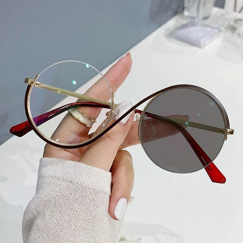 2025 New Design Metal Round Women Photochromic Glasses Anti Blue Light Optical Frame Blue Light Blocking Eyeglasses Frames Mens