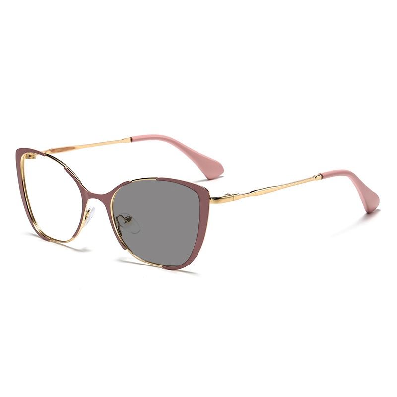 Cat Eye Spring Hinge Computer Photochromic Anti Blue Light Blocking Photocromic Eyeglasses Optical Glasses Frames