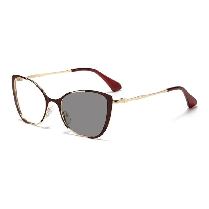 Cat Eye Spring Hinge Computer Photochromic Anti Blue Light Blocking Photocromic Eyeglasses Optical Glasses Frames