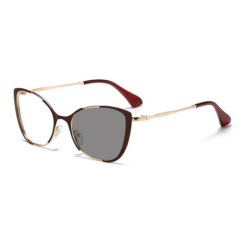 Cat Eye Spring Hinge Computer Photochromic Anti Blue Light Blocking Photocromic Eyeglasses Optical Glasses Frames