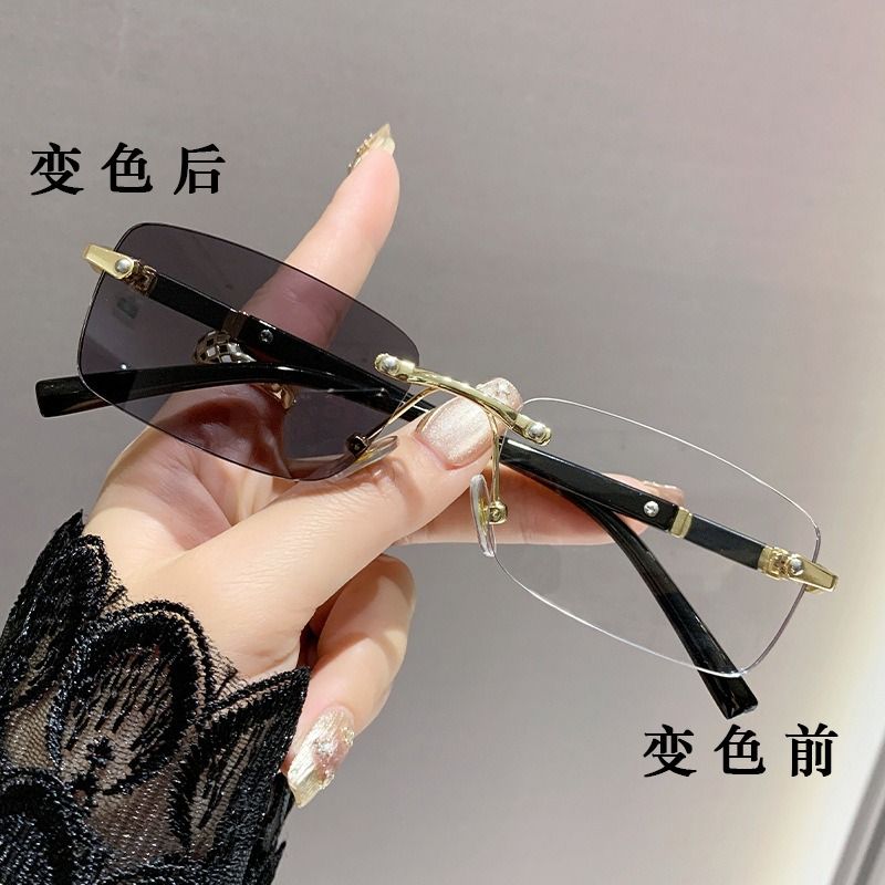 Photochromic Frameless Anti-blue Glasses Anti-radiation Women and Men Have Degree Large Frame EyeGlasses