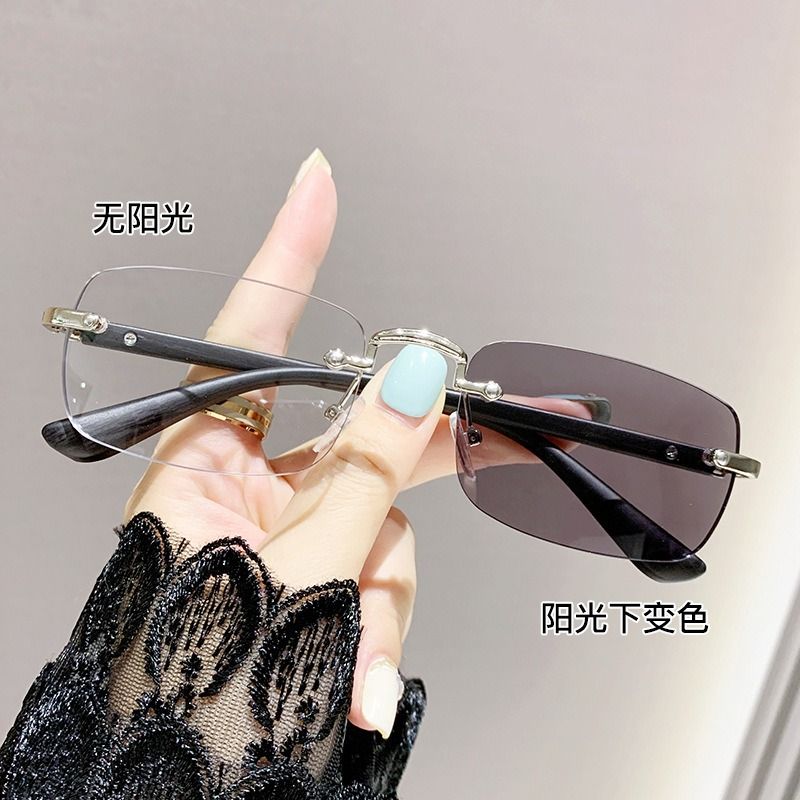 Premium rimless photochromic glasses anti blue light transition lenses optical women men unisex computer indoor outdoor