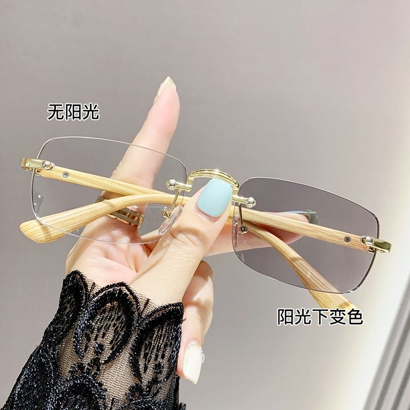 Premium rimless photochromic glasses anti blue light transition lenses optical women men unisex computer indoor outdoor