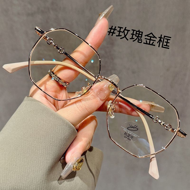 Alloy Thin Diamond Blue Cut Plus Lens Photochromic Lens Anti Glare Uv protection square Unisex Spectacles Computer Glasses