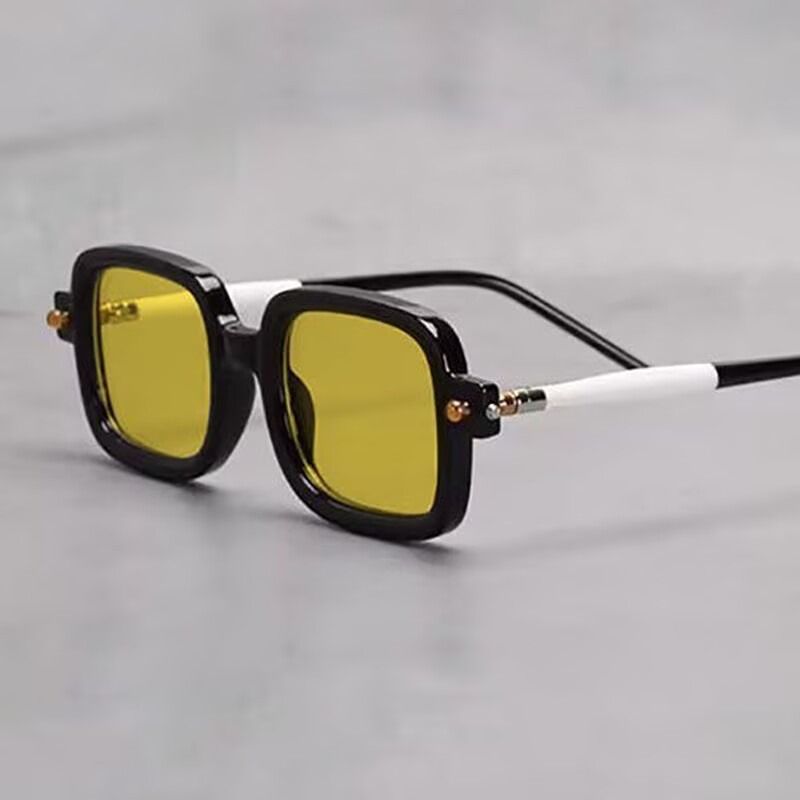 Ins Maske P2 Germany Designer Square Acetate Sunglasses Uv400 Men Punk High Street Black White Prescripiton Eyeglasses with Case
