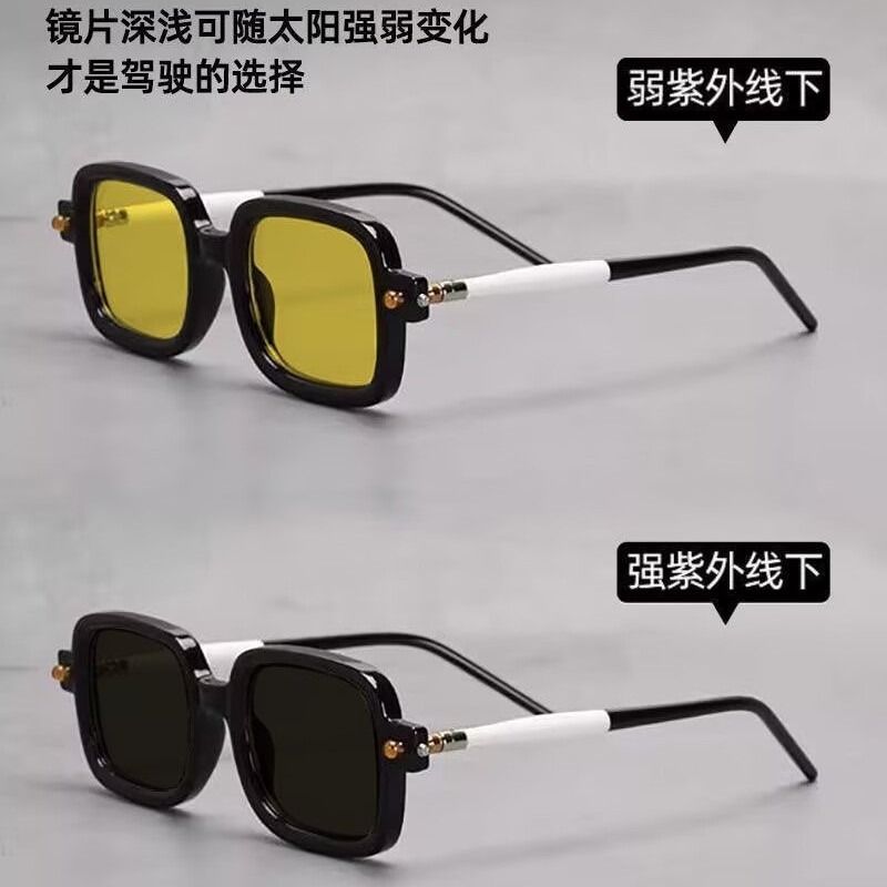 Ins Maske P2 Germany Designer Square Acetate Sunglasses Uv400 Men Punk High Street Black White Prescripiton Eyeglasses with Case