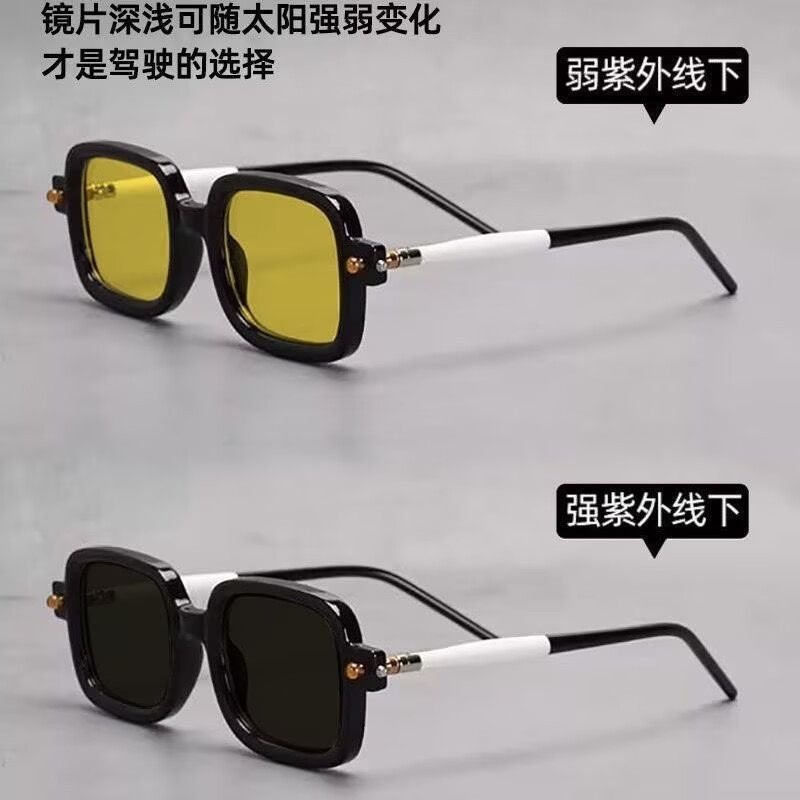 Ins Maske P2 Germany Designer Square Acetate Sunglasses Uv400 Men Punk High Street Black White Prescripiton Eyeglasses with Case