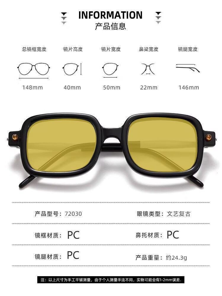 Ins Maske P2 Germany Designer Square Acetate Sunglasses Uv400 Men Punk High Street Black White Prescripiton Eyeglasses with Case