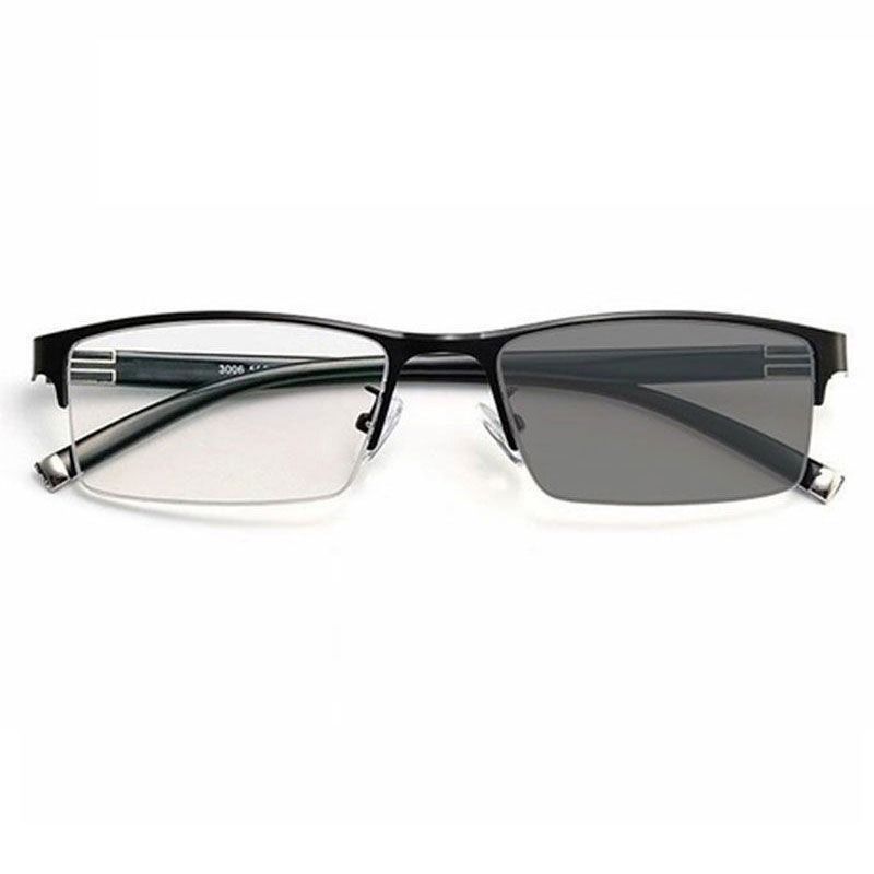 Men TR90 Metal clear Lens Can Change the Color in Sunshine l Photochromic Blue Light Blocking Glasses Sunglasses
