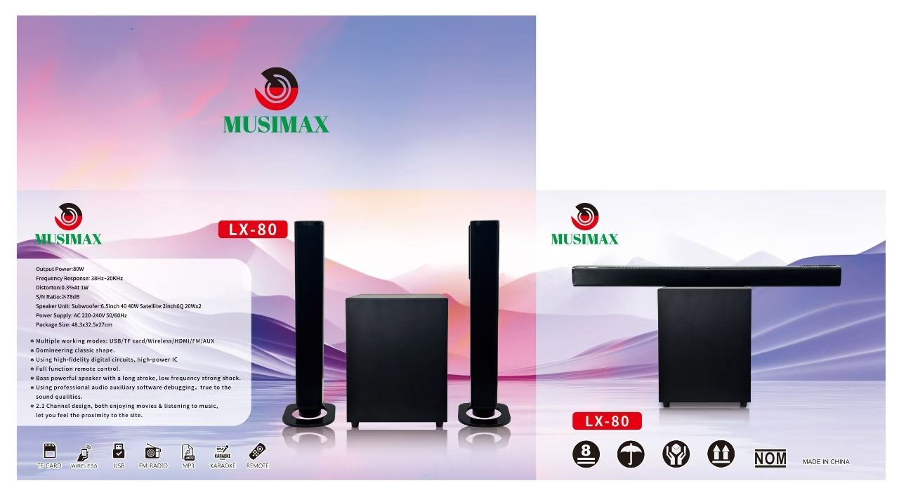 2 IN 1 LX-80  Woofer Home Theater System Speaker Systems Subwoofer USB/SD/FM Home Audio System with Remote Control