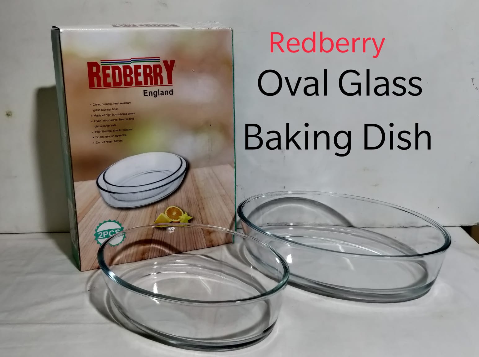 Redberry Glass Oval Baking Dish a set of 2Pcs
1.6/2.4Ltrs