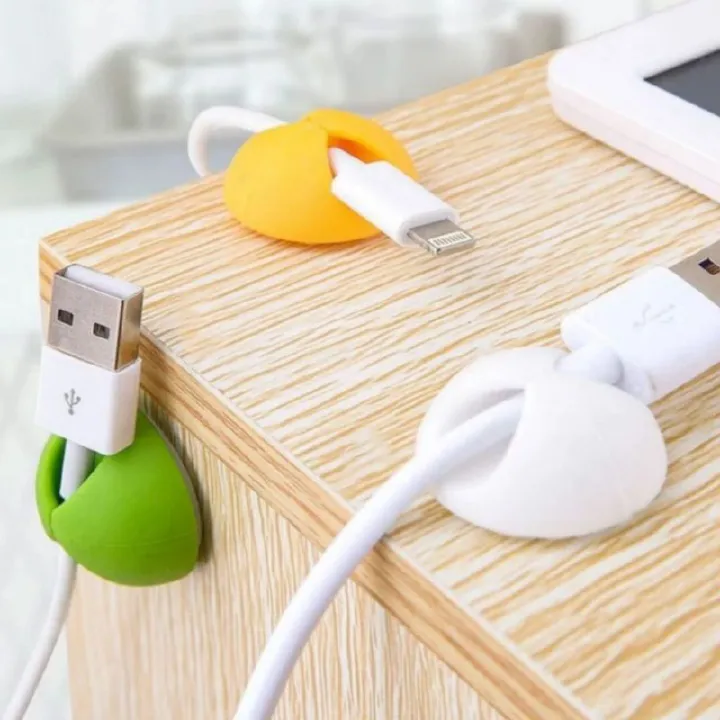 Cord Organizer, 6 Pack Black Charger Holder Cable Clips Wire Clips for Organizing Desk Nightstand Car Phone Charger