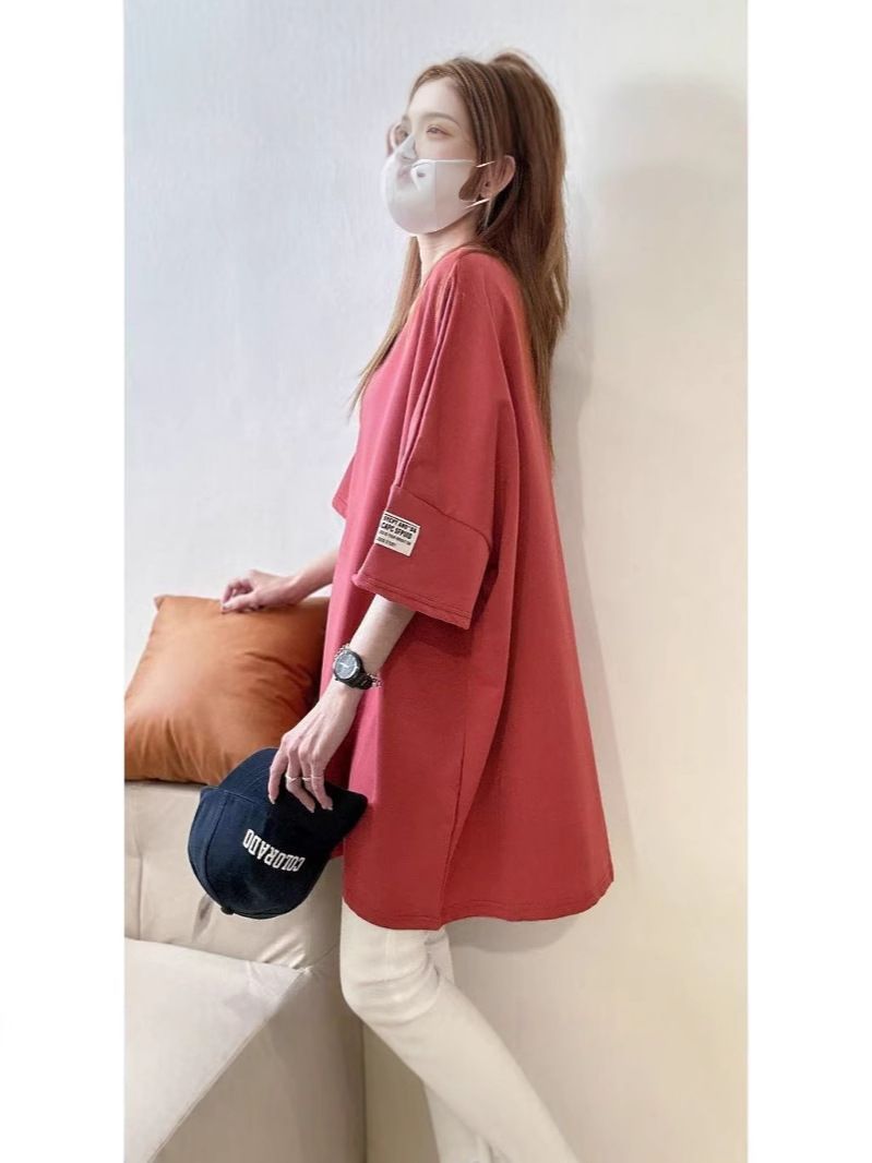 Mid-length large T-shirt women's short-sleeved summer new loose top