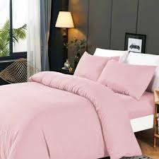 Pure Cotton 4-Piece Striped Pink Duvet Cover Set – Soft Breathable Bedding Set with Pillowcases and Bedsheet, Elegant Design, Durable, Machine Washable, Perfect for All Seasons