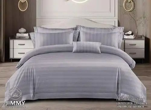 Pure Cotton 4-Piece Striped Duvet Cover Set – Soft Breathable Bedding with Bedsheet and Pillowcases, Elegant Design, Durable, Machine Washable, Perfect for All Seasons