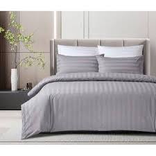 Pure Cotton 4-Piece Striped Duvet Cover Set – Soft Breathable Bedding with Bedsheet and Pillowcases, Elegant Design, Durable, Machine Washable, Perfect for All Seasons