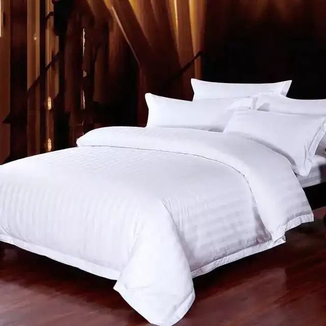 White Striped Duvet Cover Set 6x6 with Bedsheet and 2 Pillowcases – Elegant Soft Cotton Bedding for Comfort, Style & Durability – Luxury Hotel Quality Bed Linen for Modern Bedroom