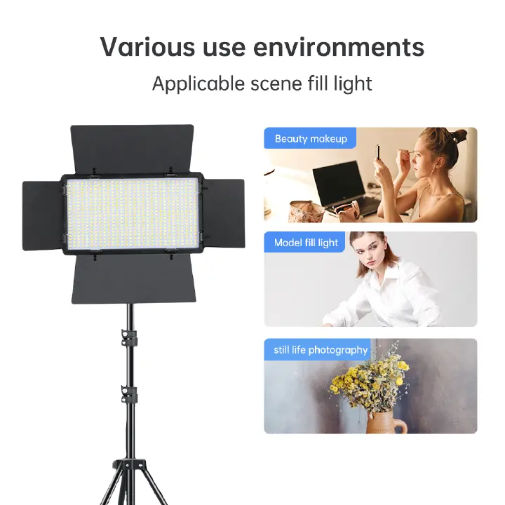 Professional U600 LED 600 Video Light Kit with 2.1m Metal Stand, Dimmable Brightness & Adjustable Color Temperature 3200K–5600K for Photography, Filming, YouTube Content Creation, Live Streaming Studi