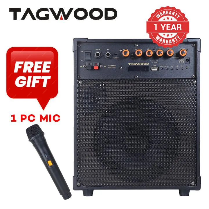 Tagwood LTS-6A Trolley Speaker – Portable Outdoor Bluetooth Speaker with Built-In Subwoofer, Rechargeable Battery, and Free Wireless Microphone for Parties, Events, and Entertainment