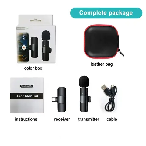Wireless Double Microphone – Type-C & USB Plug-and-Play for Phones, High-Quality Sound, Noise Reduction, and Precision Recording