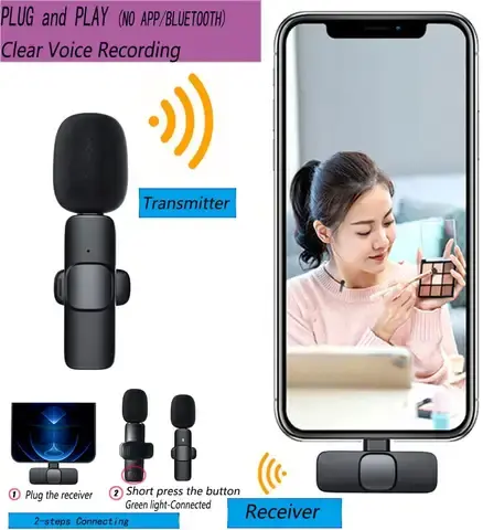 Wireless Double Microphone – Type-C & USB Plug-and-Play for Phones, High-Quality Sound, Noise Reduction, and Precision Recording