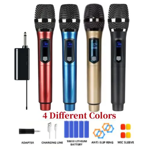 4 Channel UHF Wireless Microphone System with Handheld Dynamic Mics, 5x 1200mAh Rechargeable Receivers for Karaoke, PA, DJ Parties, Events, Clear Sound & Long-Range Performance