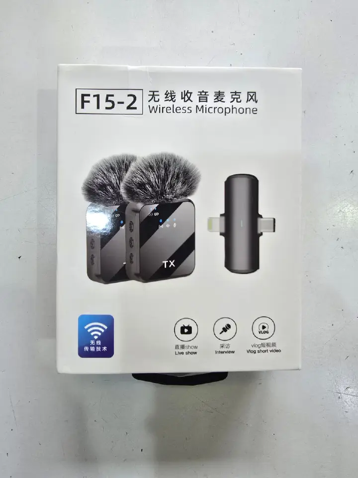 F15-2 Dual Wireless Microphone System with 3-in-1 Compatibility, Ideal for Content Creators, Vloggers, Live Streaming, Clear Audio, Portable, Hands-Free & Versatile Use